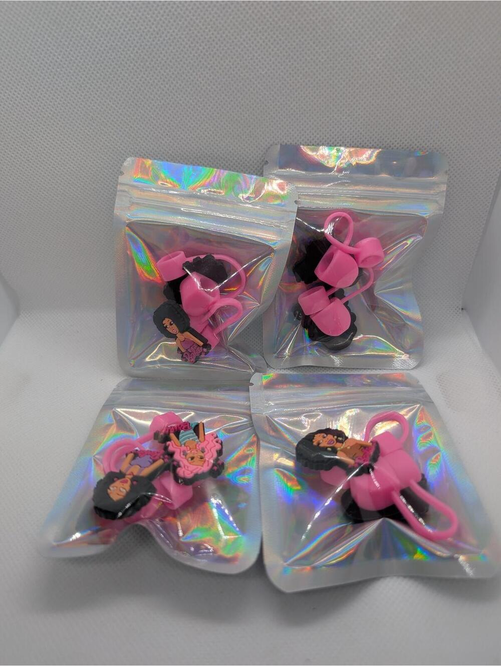 Two Silicone Barbie Brand Straw Toppers